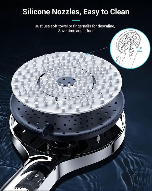 Dusjhode 130 mm diameter 3 moduser Høytrykks håndholdt dusjhode krom finish