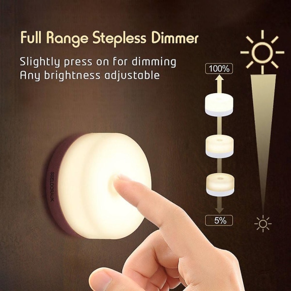 Led Nattlampa USB Uppladdningsbar Trådlös Mini Touch-lampa Bärbar sovrumslampa för omvårdnad Dimbar sänglampa Warm Light