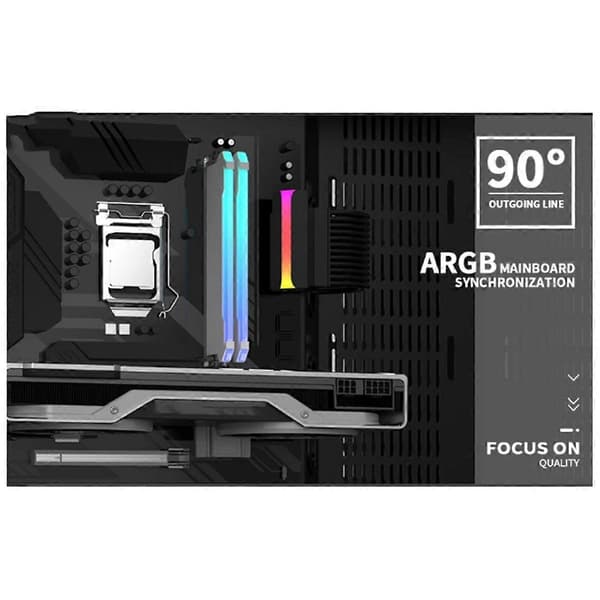 ATX 24Pin til 90° ARGB Strømadapter Hovedkort Strømforsyningskabel Koblinger Modulær DIY Montering B