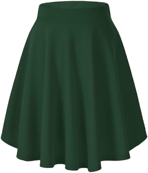 Basic allsidig elastisk avslappet mini skater-skjørt for kvinner green L