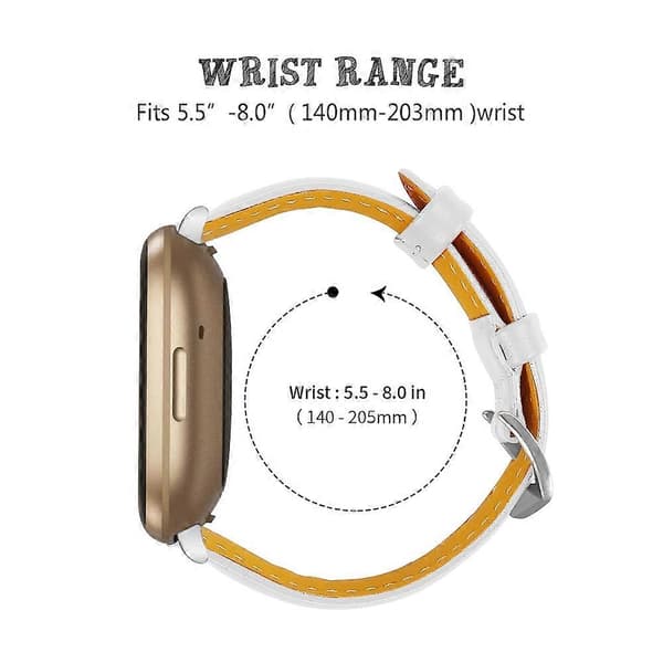 Ægte koskindslæder urrem til Fitbit Versa 4/Sense 2, 20 mm slank urrem - Grå Multicolor White