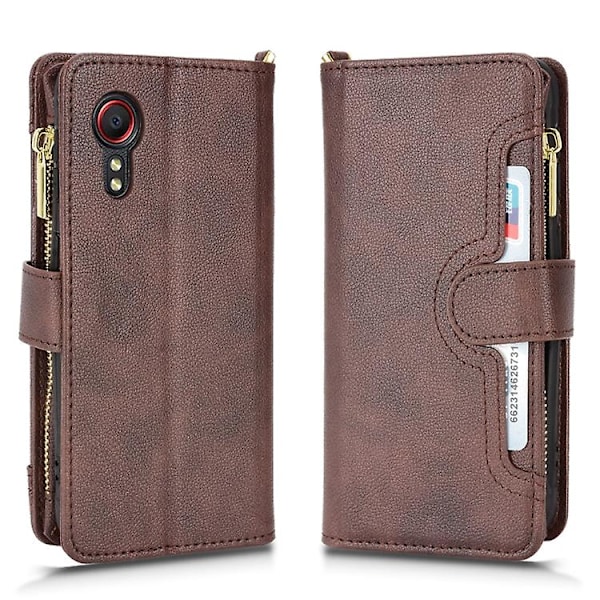 För Samsung Galaxy Xcover 5 Litchi Textur Dragkedja Läder Telefonfodral