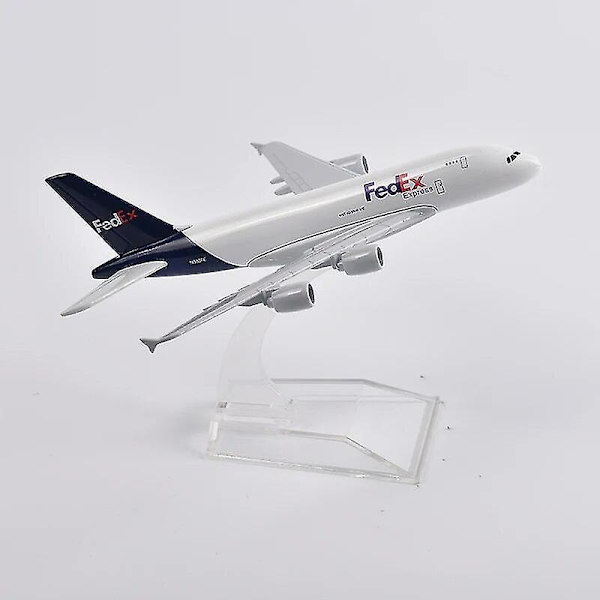 Jason Tutu 16cm Fedex Airbus A380 Flygplansmodell Diecast Metall 1/400 Skala Flygplansmodell Presentkollektion