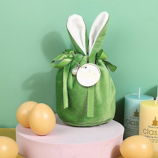 1/5 st Påsk Sammetspresentpåse Morot Sammet Smyckeskorg Godispåsar Med Dragsko För Festdekorationer Kakor Snacks Rabbit green 5pcs
