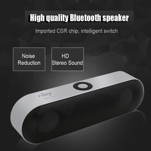 Mini Bluetooth högtalare Bärbar trådlös högtalare 3D Stereo Musik Ljudsystem Stöd för Bluetooth Surround, TF Assistant USB | bärbar högtalare (silver)