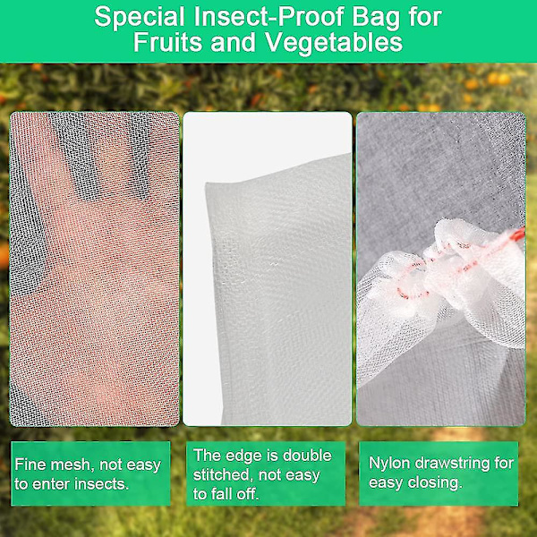 30 stk. Insekter Myg Bug Net Barrierepose, Plante Frugt Beskyttelsesnetpose Lille Havenetpose 15 X 25 cm