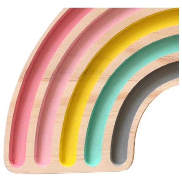 Wood Grain Rainbow Stacking Leksak Dekoration Bordsskiva Barnrum Matsal Rosa