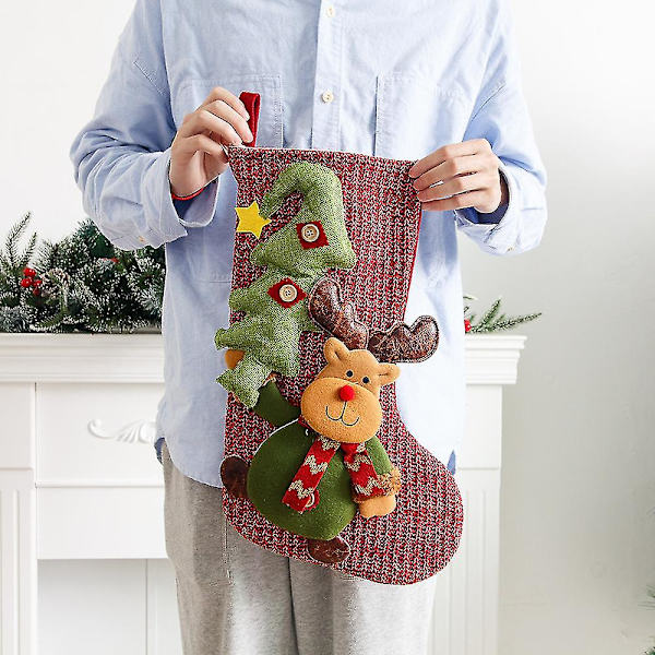 Julstrumpa Presentpåse Julstrumpa Presentförpackning Påse Dekoration Jultillbehör 3 st blandade färger