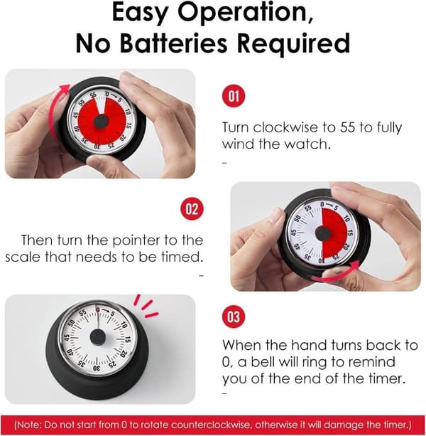 Visuell kökstimer - 60 minuters nedräkning, magnetisk, batterifri timer för matlagning och bakning beige beige