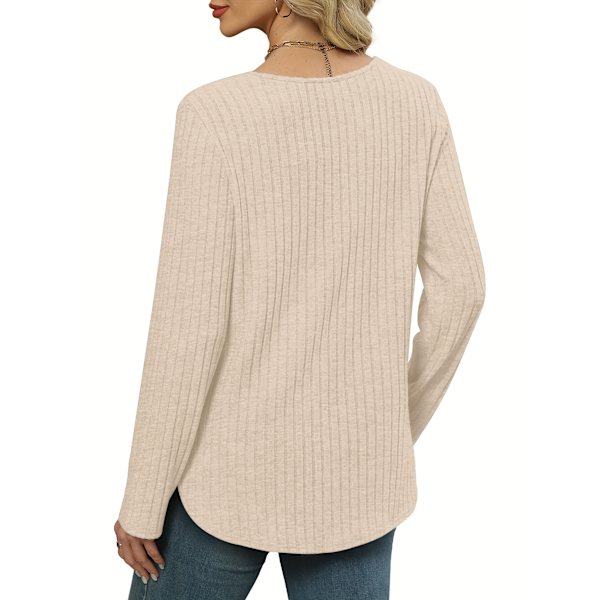 Tvådelat set för dammode - höst/vinter långärmad basic lös elegant V-ringning L Blandade färger