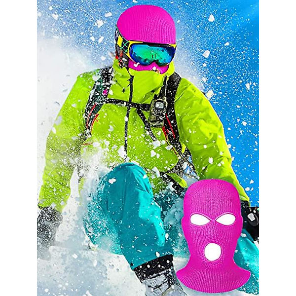 2 stk. 3-hullers fuld ansigtsmaske, vinter udendørs sport strikket ansigtsmaske, ski balaclava hovedbeklædning