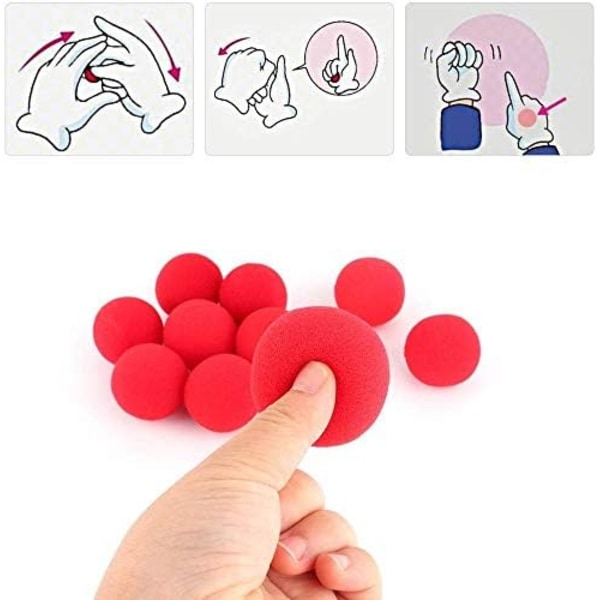 10 st Magiska Svampbollar, 4,5 cm/1,77 tum Röd Svamp Mjukboll Close Up Magisk Gata Klassisk Komedi Trick Rekvisita Mjuka Röda Svampbollar