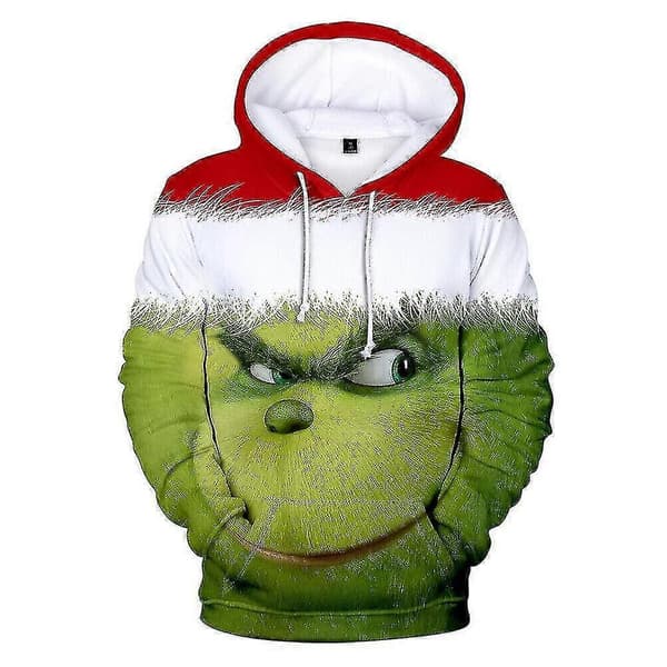 3D Grinch Hettegenser Menn Kvinner Casual Hettegenser Pullover Genser Venner Julegave Qzn Pattern C 3XL