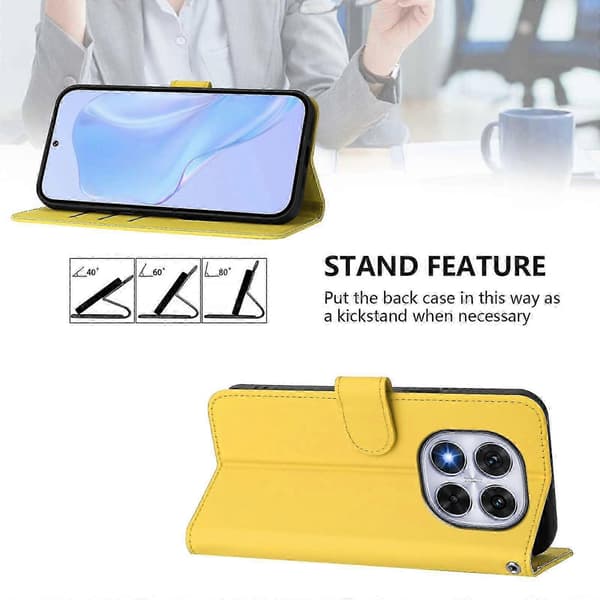 PU-deksel i solid farge for Redmi Note 14 Pro 5G / 14 Pro+ 5G Lemon Yellow