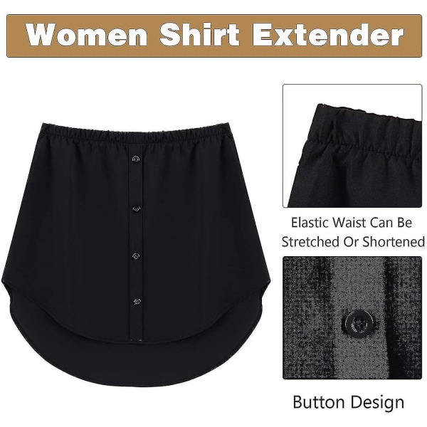 2 st Skjortförlängare för kvinnor Justerbar skiktning Fake Top Nedre Sweep Shirt Halvlång kjol 2XL