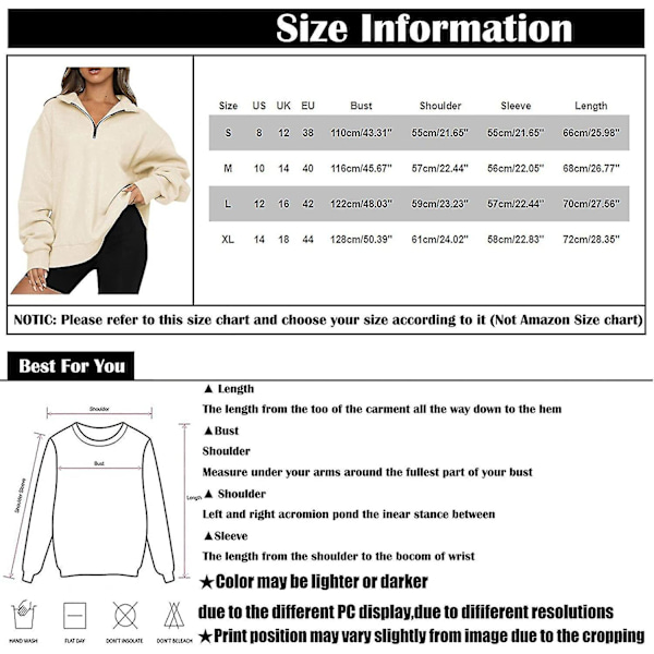 Tröja med kvartslång dragkedja dam 1/4 dragkedja kläder för tonårstjejer | Gymtröjor för damer avslappnade långärmade sweatshirts för utomhusträning L