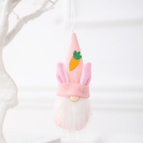 Ny påsk Ansiktslös Gnome Kanindocka Handgjord Återanvändbar heminredning Vårhängande kaninprydnader Barngåvor 14cm pink