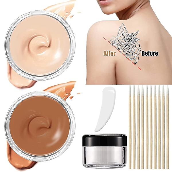 Tatuering Täcka Över, 2 Färger Smink Vattentät Hud Concealer Set, Professionellt Hud Concealer Set För Och Ärr, Mörka Fläckar, Vitiligo
