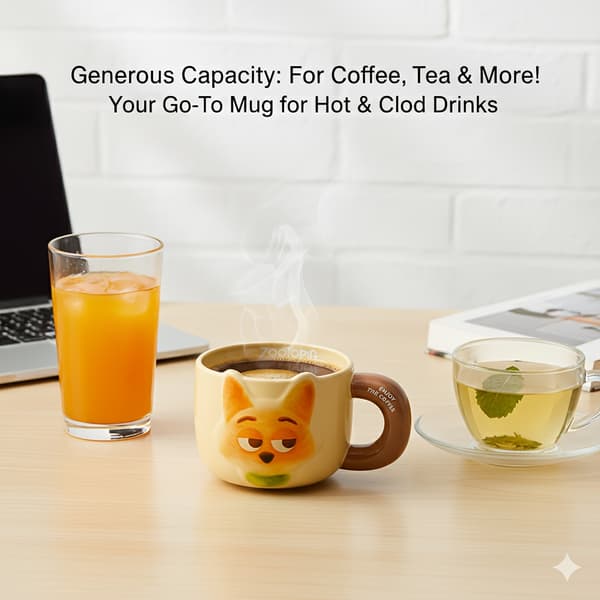 Zootopia Rävansikte Keramisk Mugg 3D Öron Premium Utomhus Picknick Kopp Kaffe Te Fox