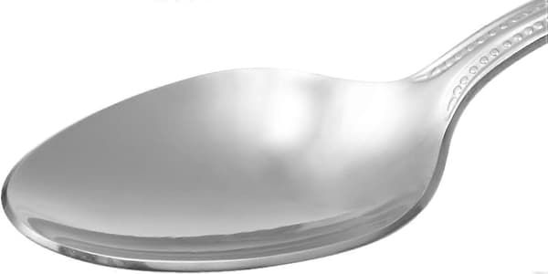 Sæt med 12, middagsskeer i rustfrit stål med perlekant, 17 cm, sølv