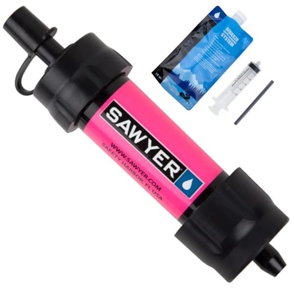 Mini Bærbar Overlevelse Vannrenser Halm Vannfiltreringssystem Rose Red