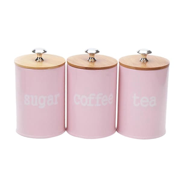 3-pack köksbehållare med lufttätt lock för matförvaring, förvara kaffe Pink