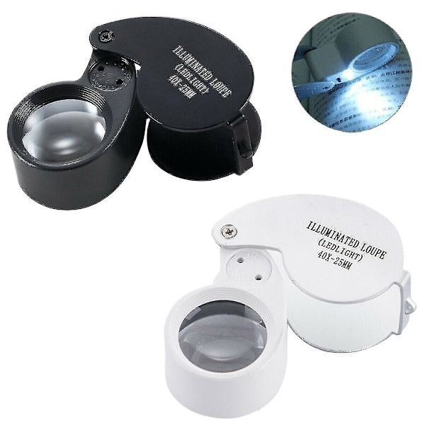 40x Förstoringsglas Juvelerare Ögonglas Förstorare LED Juvelerare Loop Ficka