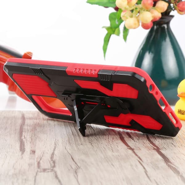 For Infinix Note 10 Pro Armor Warrior Støtsikker PC + TPU Lanyard Telefondeksel Red