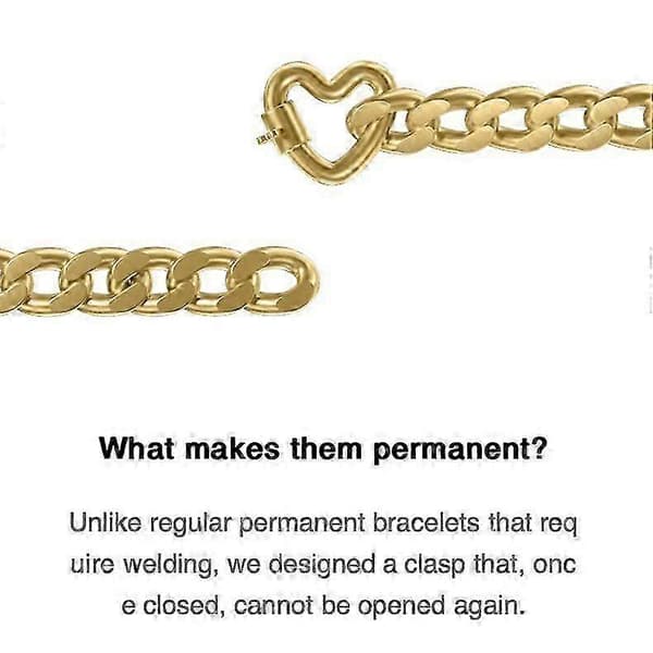 Permanent armbåndsett, parstil, rustfritt stål 925 sølvmateriale Golden