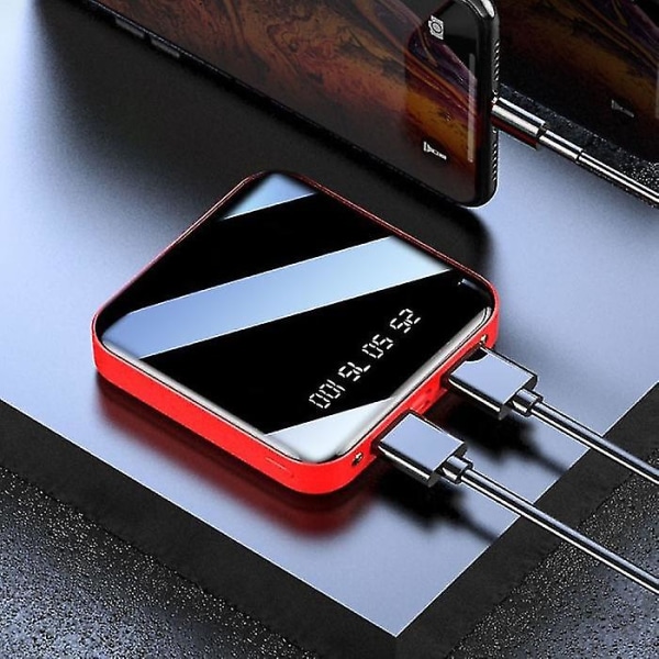 Mini Extern 20.000 mah Powerbank 2x USB Led Display Nödbatteri Batteriladdare Laddare Blå red