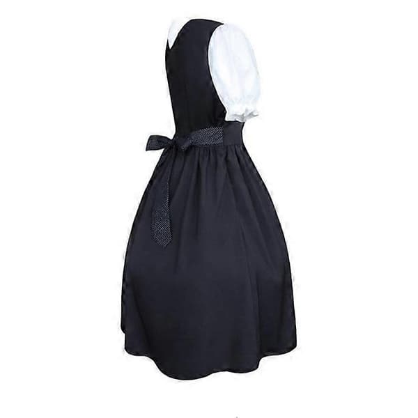Dirndl til kvinder, 2 dele med forklæde og bluse, sort hvid klassisk stil XXL