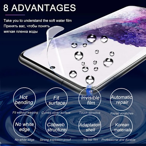 4 stk. Hydrogel Film til Samsung Galaxy S23 S20 S21 S22 S24 Plus Ultra FE Note 9 20 10 Plus A52S A53 A51 A50 A21S Skærmbeskytter A51 A52 A52S