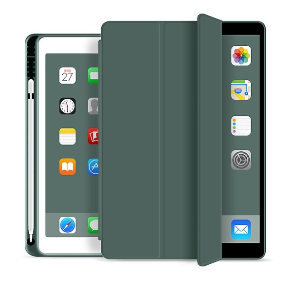 För Ipad Case Pro 11 2021 2020 2019 10,2 Air 4 10,9 10,5 2018 9,7 Mini 6 5 9:e 8:e 7:e generationens Smart Cover med pennhållare Dark Green iPad Air 4 10.9 2020