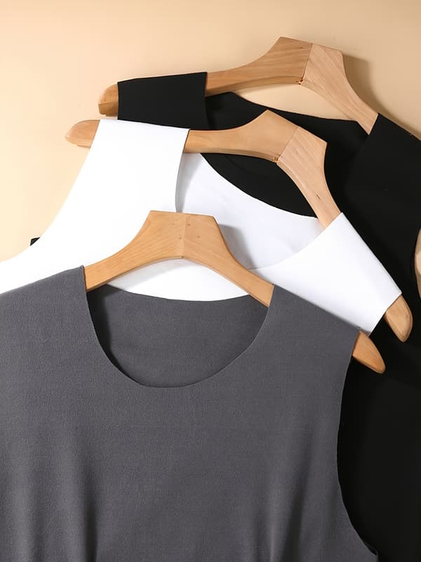 3-pack Termoväst för män, sömlöst baslager för höst/vintervärme och slimmande underkläder 3 Dark Gray XL
