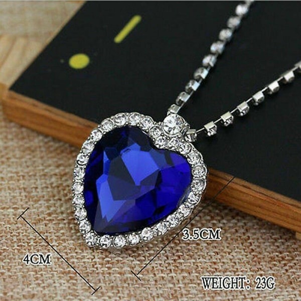 Titanic Pretty Heart Of The Ocean Big Blue Crystal Pendant Halsband