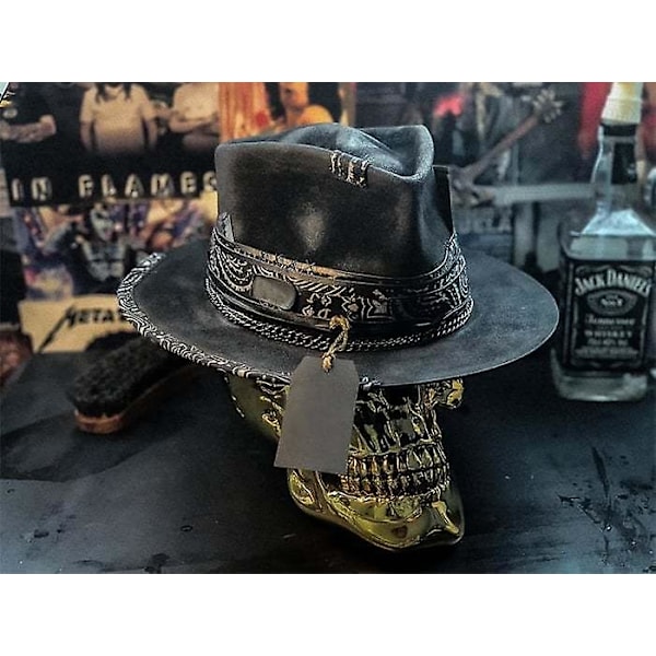 Cowboyhatt för män, punkstil, western cowboyhatt, dödskallehatt
