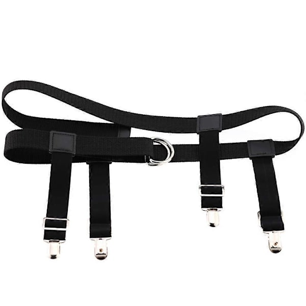 Elastisk unisex-taljebælte med strømpeholder-clips til bukser Black