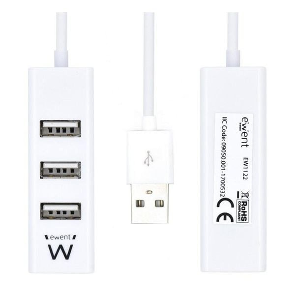 Hvid USB-port Multiplikator X3