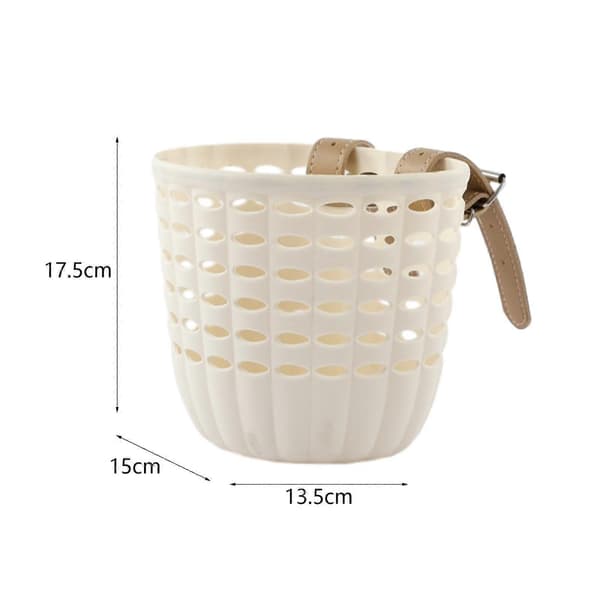 Barncykelkorg Trehjuling Korg Bagageväskor med Läderremmar Styre beige