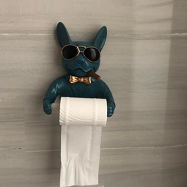 Toalettpapirholder, bilde hund toalett hygiene harpiks palett toalettpapir fri dabber pergament toalettpapirholder | Papirholder (blå)