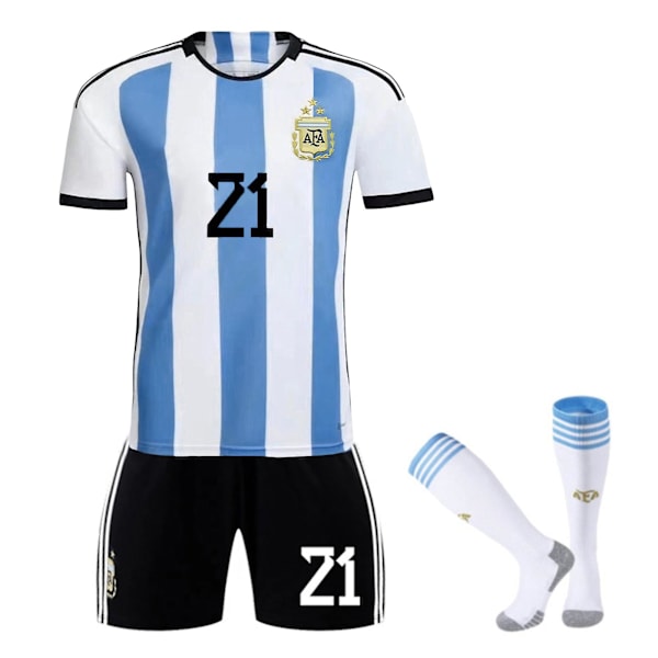 Fotbolls T-shirt Shorts Set Randig Fotbollsträning Färgmatchning Argentina Messi Herr T-shirt Shorts Strumpor Set
