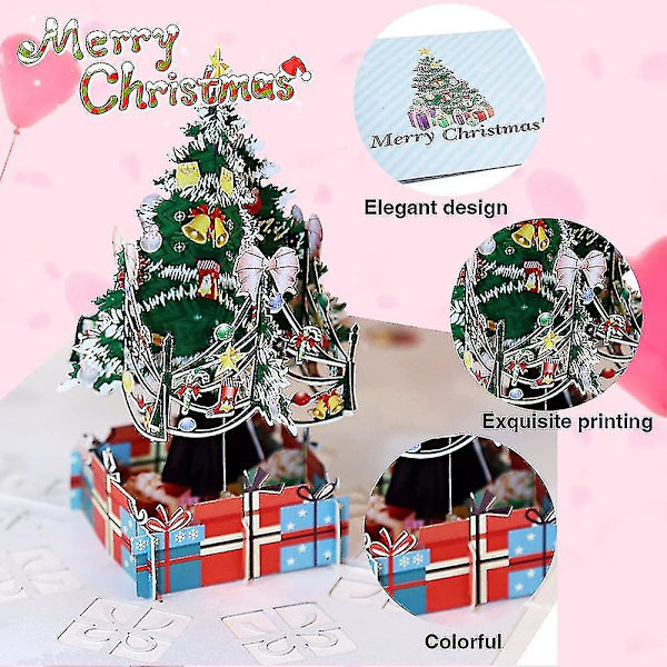 2 stycken Julkort, God Jul Träd 3D-kort Laserskuret Papper Julkort Gåvor