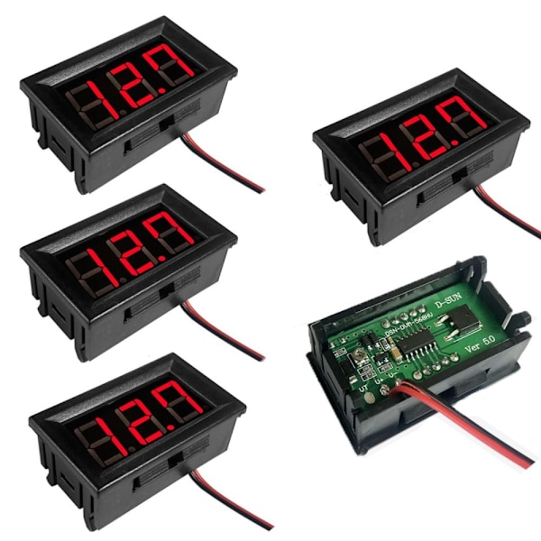 5-pack digital mini voltmeter Spänningsdisplay LED-displaypanel