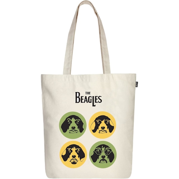 EcoRight 100% Økologisk Canvas Tote Bag med Lynlås, Miljøvenlige Små Tote Bags til Kvinder til Rejser, Strand & Shopping The Beagles