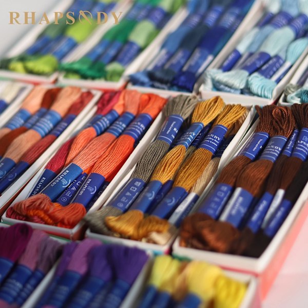Rhapsody DMC Kvalitets Egyptisk Bomull Broderigarn 6 Trådar Dubbel Merceriserad Korsstygnsgarn 12 Färger Set 8 Meter Tackle Desert Dust 1