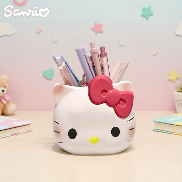 pc Hello Kitty pennhållare - söt tecknad kattdesign skrivbordsorganisatör i plast Hej Kitty