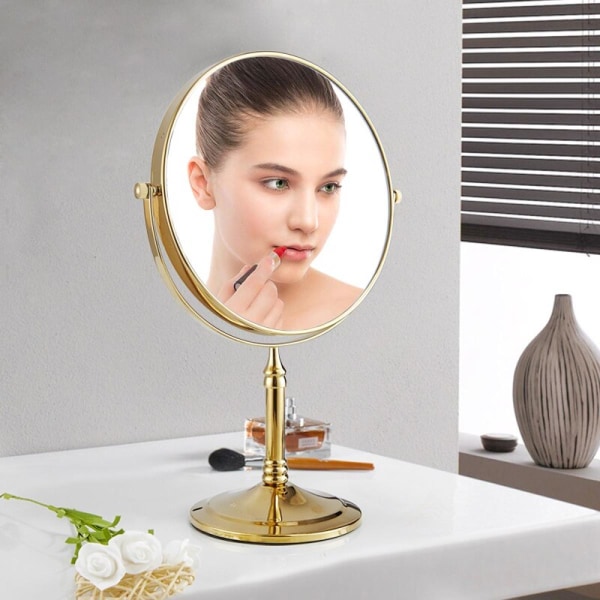 Sminkspegel rostfritt stål dubbelsidig sminkspegel förstoringsbord bord vridbar byrå vertikal spegel byrå |