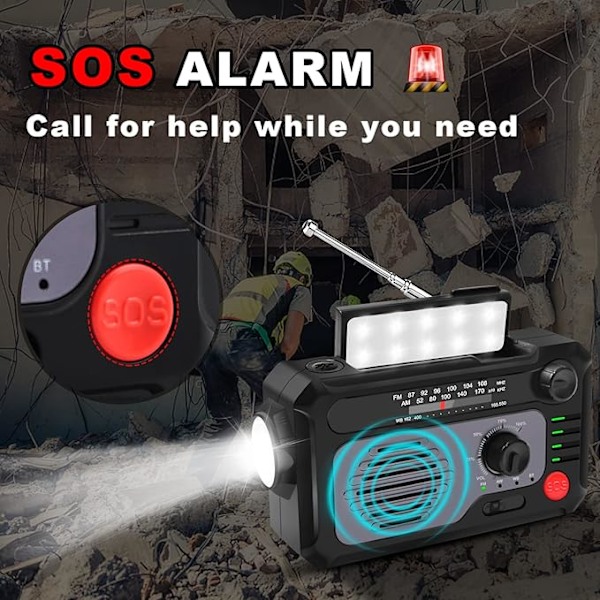 Multifunktionell Solradio & Powerbank – USB-uppladdningsbar med ficklampa, läslampa & 3 laddningsmetoder för utomhusbruk