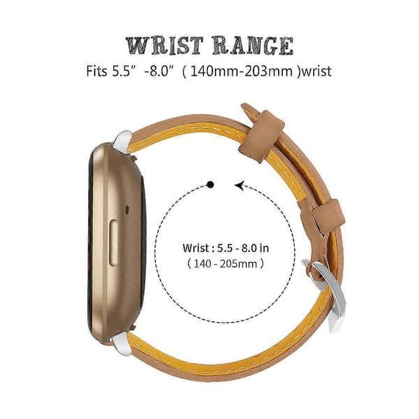 Ægte koskindslæder urrem til Fitbit Versa 4/Sense 2, 20 mm slank urrem - Grå Multicolor Matte Coffee