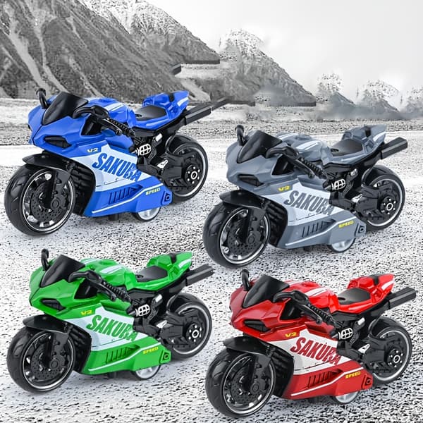 1 stk. sej legering pull-back motorcykel legetøj, simulations motorcykel racer model Blue